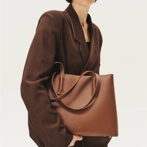 Women's Brown Leather Laptop Tote Bag